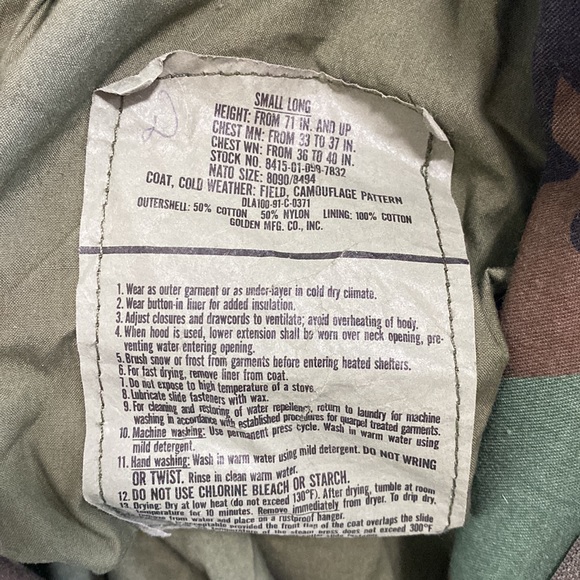 Military issued camo field jacket - Picture 3 of 3